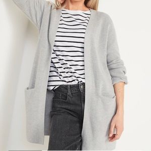 Long Line Open-Front Cardigan (Grey)